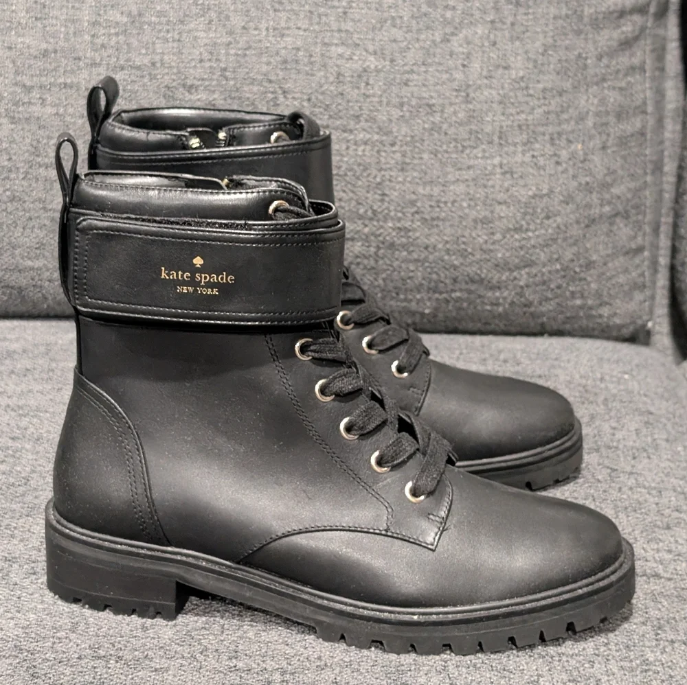 Kate Spade Black Leather Ankle Boots